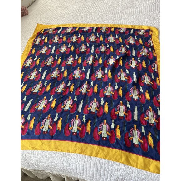 Scarf 100% Silk Colorful Lipsticks 33x35 Vintage 90’s - Picture 4 of 4